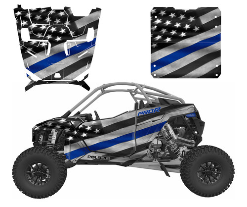 The Thin Blue Line Flag graphic decal kit for 2025 RZR Pro R The Thin Blue Line Flag graphic decal kit for 2025 RZR Pro R