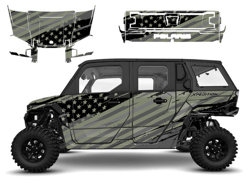 Polaris Xpedition 5 ADV custom Moss Green flag graphic wrap kit Polaris Xpedition 5 ADV custom Moss Green flag graphic wrap kit