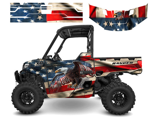 2018 -2025 Polaris Ranger graphics with Soaring Eagle Flag design 2018 -2025 Polaris Ranger graphics with Soaring Eagle Flag design