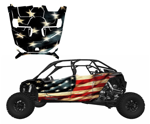 2025-26 Polaris Pro R4, S4 graphic decal wrap kit Tattered Flag 2025-26 Polaris Pro R4, S4 graphic decal wrap kit Tattered Flag