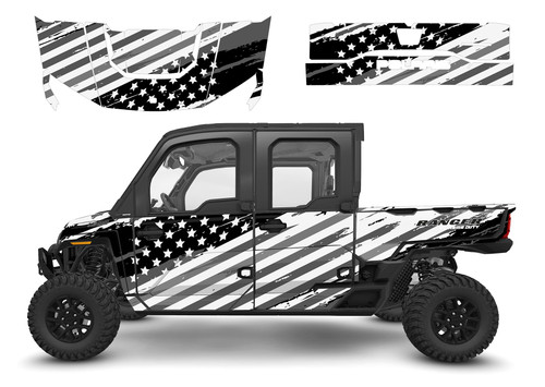 Polaris Ranger Crew 1500XD graphic decal wrap kit Ghost White Flag