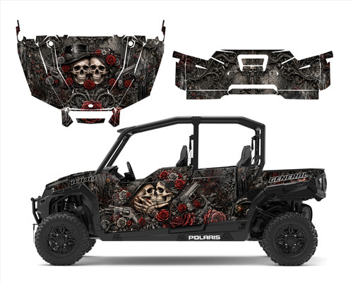 Polaris General XP4 graphics wrap kit with Gothic  Gun & Roses