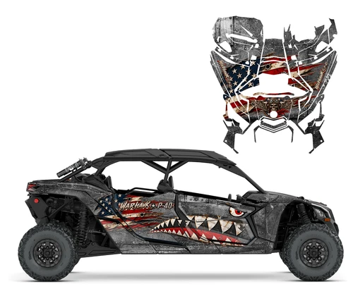 Can-Am Maverick X3 MAX P-40 Warhawk graphics kit with WWII shark mouth design