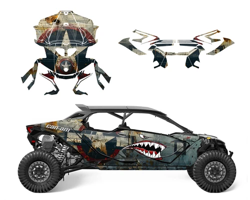 2024-2026 Can am Maverick R Max Warhawk Shark Graphic Wrap kit