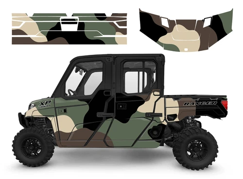 Ranger Crew 1000 XP 2019-2025 M81 Woodland Camo graphic wrap kit