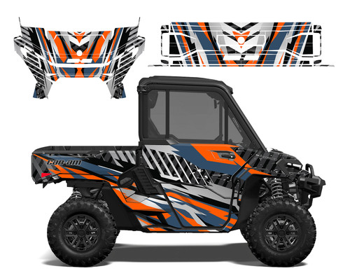 Can-Am Defender HD10 HD11 graphic wrap kit design V3001 Navy Blue Orange