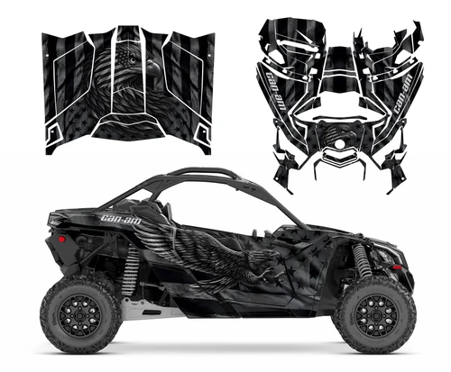 Can am Maverick X3 Black Eagle Tactical Flag graphic wrap kit