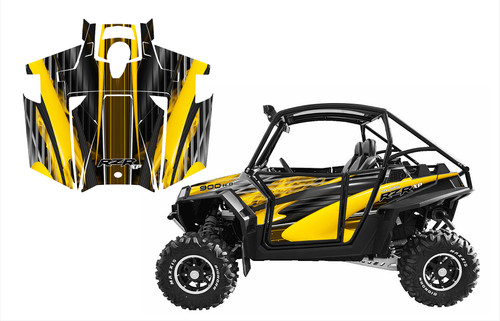 2011-2014 RZR 900xp graphic kit with 24 mil racing vinyl, designed to stick