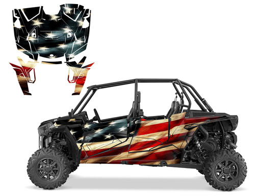2019 - 2022 RZR XP4 Turbo S with Tattered American Flag