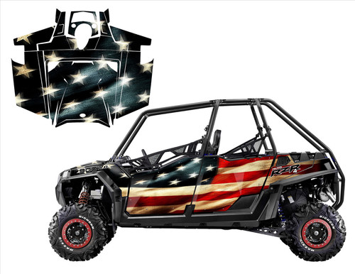 RZR4 graphics wrap kit with Tattered Flag