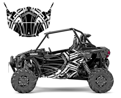 Black metallic design graphics for the Polaris RZR 1000