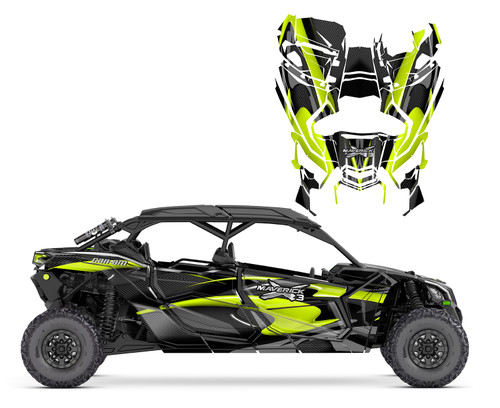 Neon Green Can am X3 Max custom graphic decal kit