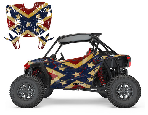 Tattered Rebel Flag design for RZR 1000 XP, fits 2019-2022