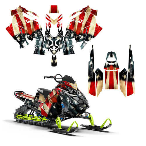 2022 Polaris Matryx RMK Pro Khaos graphics wrap kit with Tattered Flag 2022 Polaris Matryx RMK Pro Khaos graphics wrap kit with Tattered Flag