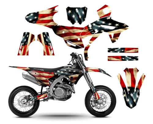 CRF250R-2022-23 & CRF450R 2021-23 Tattered American Flag graphics wrap kit