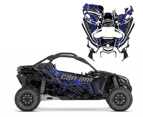 X3 Black Camo with Dark Can am Blue graphic kit