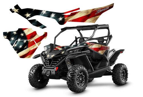2020-2022 CFMOTO Zforce graphics wrap kit with Tattered American Flag