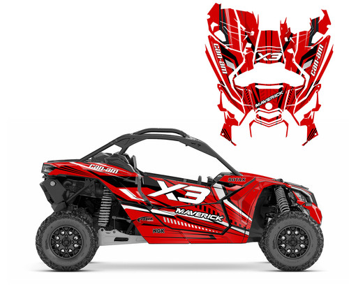 Can am X3 custom red graphic decal kit