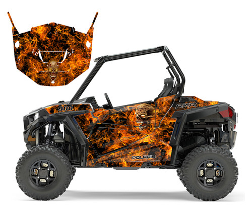 2018 RZR 900XP graphics wrap kit with flaming zombie