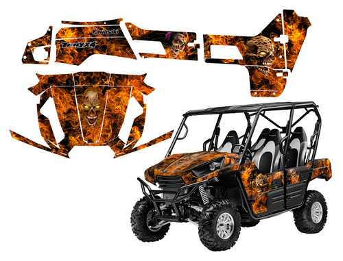 2012- 2015 Kawasaki Teryx 4 tattered flag graphic with zombie skull 9500