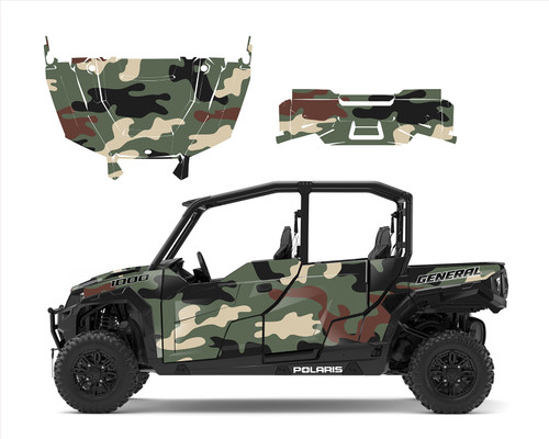 Polaris General 4 XP-1000 Army Green Camo graphic decal kit