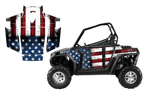 Distressed Flag graphics for 2007 - 2010 Polaris RZR800 with Pro Armor doors