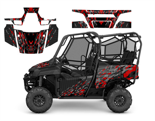 2016-2022 Honda Pioneer 700-4 graphic decal kit with black camo design