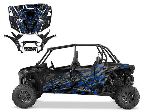 2023 RZR4 1000 XP graphics decal kit with black camo design