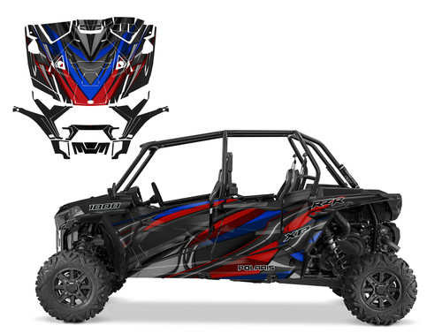 2023 RZR4 graphic decal kit with design V6501 blue red