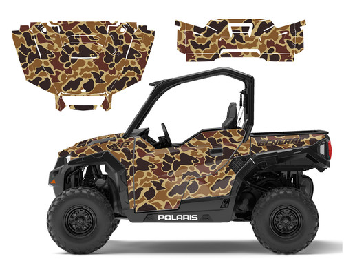 Old School Duck Hunting Camo graphics decal kit for Polaris General 1000 XP