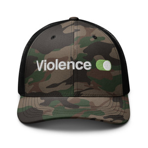 Violence Button Switched On Camo trucker hat Violence Button Switched On Camo trucker hat