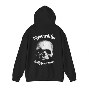 BACK PRINT Myocarditis Death From Inside Unisex Heavy Blend™ Hooded Sweatshirt