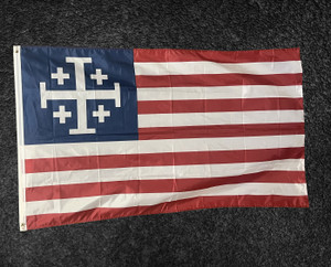 Jerusalem Cross American Flag Double Sided 3x5 Foot