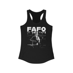FAFO KR Self Defense Black and White Women's Ideal Racerback Tank FAFO KR Self Defense Black and White Women's Ideal Racerback Tank