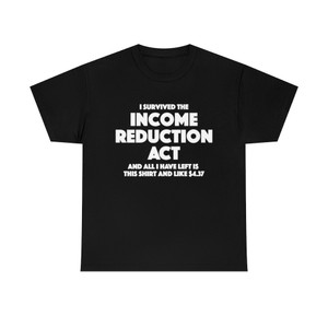 I Survived the Income Reduction Act and all I have left is this shirt and $4.37 Unisex Heavy Cotton Tee Shirt T-shirt I Survived the Income Reduction Act and all I have left is this shirt and $4.37 Unisex Heavy Cotton Tee Shirt T-shirt