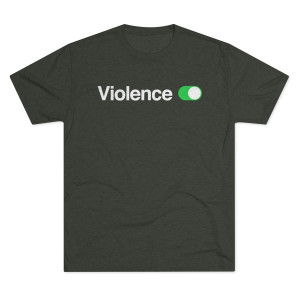 Violence Button Switched On Men's Tri-Blend Crew T-Shirt Violence Button Switched On Men's Tri-Blend Crew T-Shirt