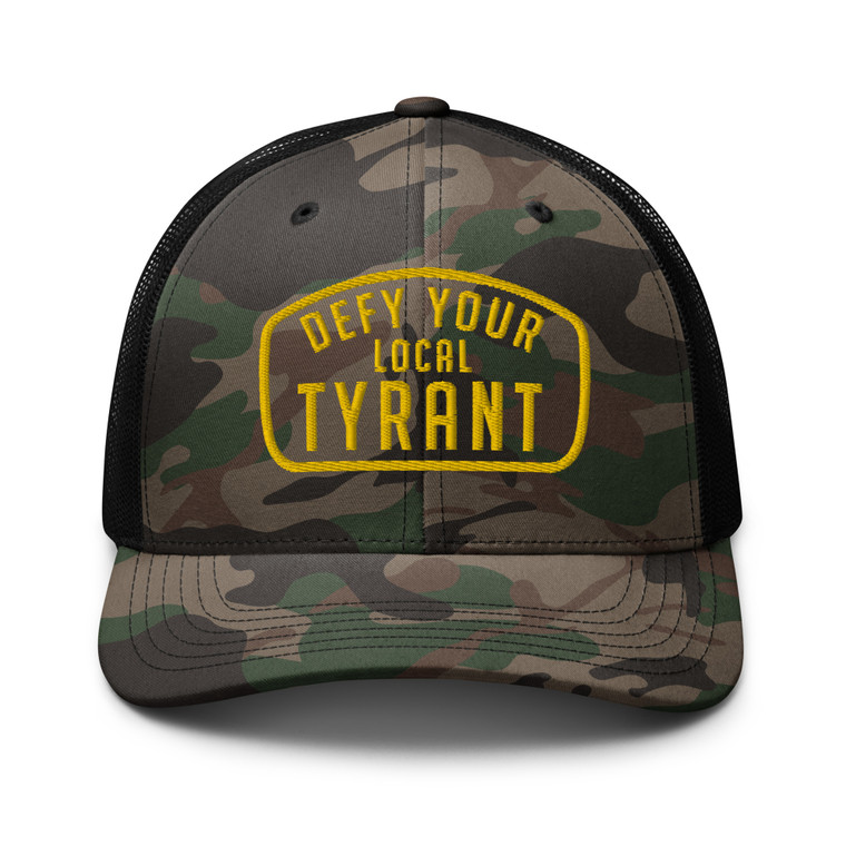 Defy Your Local Tyrant Camo trucker hat