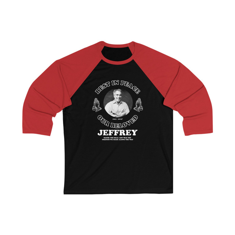 RIP Jeffery Epstein Memorial Unisex 3\4 Sleeve Baseball Tee