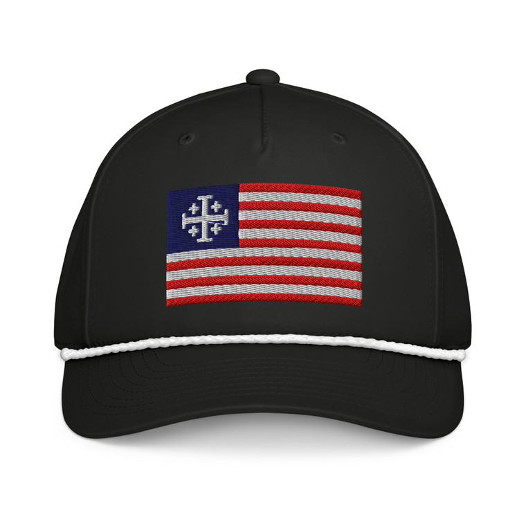 Jerusalem Cross American Flag Classic rope cap Jerusalem Cross American Flag Classic rope cap