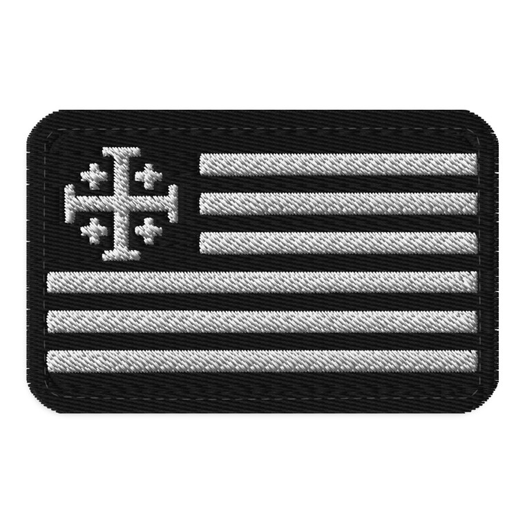 Jerusalem Cross American Flag Black Embroidered Patch