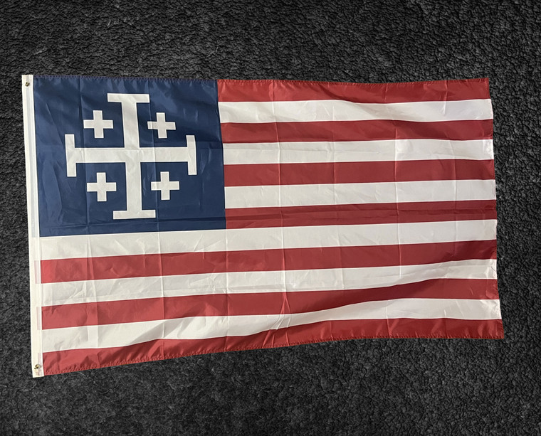 Jerusalem Cross American Flag Double Sided 3x5 Foot