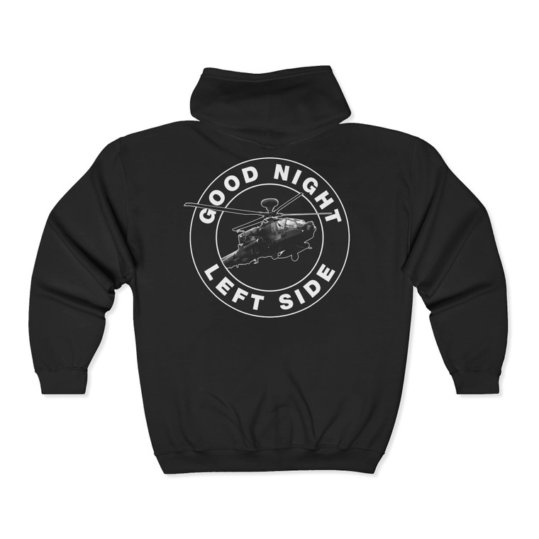Good Night Left Side back print Full Zip Hooded Sweatshirt