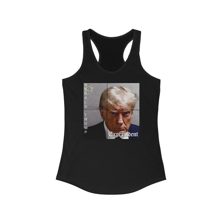 Donald Trump Expresident mug shot Women's Ideal Racerback Tank