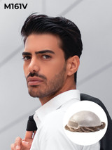 M161V tupé Hombres con V loop Base Micropiel y Frente En tul Suizo