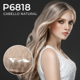 Prótesis capilar P6818 para mujer con tejido monofilamento en la parte superior y micropiel en los bordes