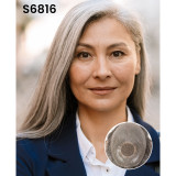 Prótesis capilar S6816 para mujer con base skin y doble capa de tul