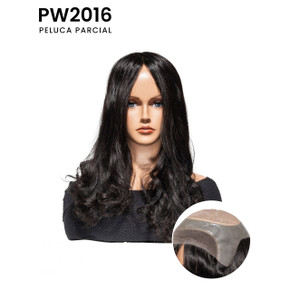 PW2016 Peluca parcial para dama con tejido monofilamento y frente de tul