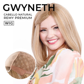 Peluca Gwyneth Premium de cabello humano con gorra completa para mujer