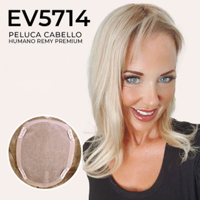 EV5714 Prótesis capilar para dama con clips, base en Monofilamento de seda, cabello humano Remy de primera calidad EV5714 Prótesis capilar para dama con clips, base en Monofilamento de seda, cabello humano Remy de primera calidad