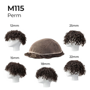 M115 Tupé para hombre de tul suizo y cabello con permanente/ondulado M115 Tupé para hombre de tul suizo y cabello con permanente/ondulado
